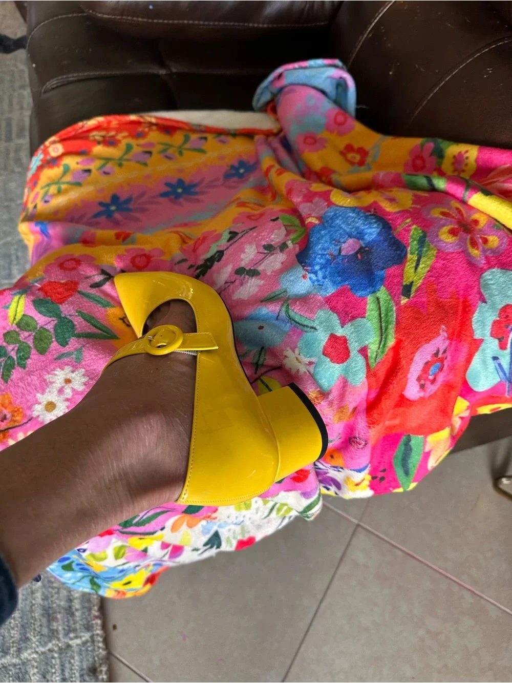 Yellow Pointed Mary Jane Heels with Buckle Strap - Picture 3 of 5